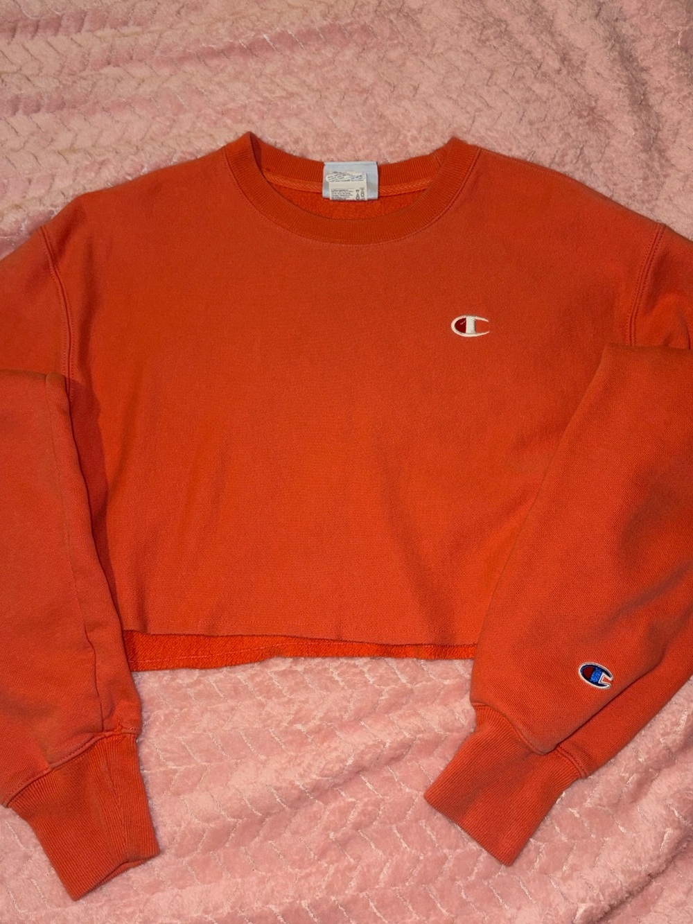 Champion Women's Cropped Crewneck Sweatshirt in Orange